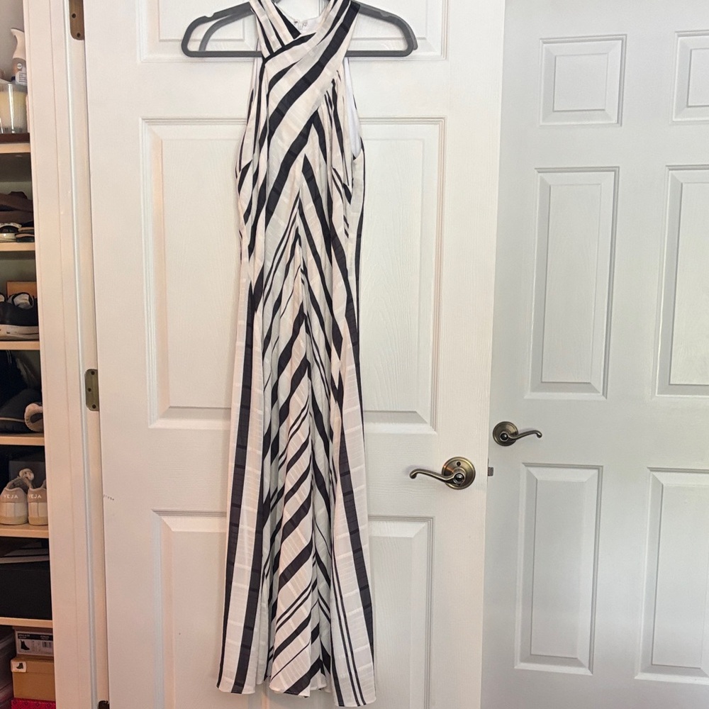 Sam Edelman Black and White Striped Maxi Dress